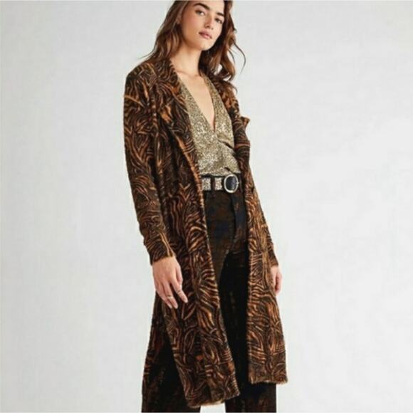 Free People Long Tiger Animal Print Cardigan Sweater - Picture 8 of 10